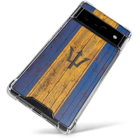 Barbados Flag Dark Wood Google Pixel 6 Clear Case
